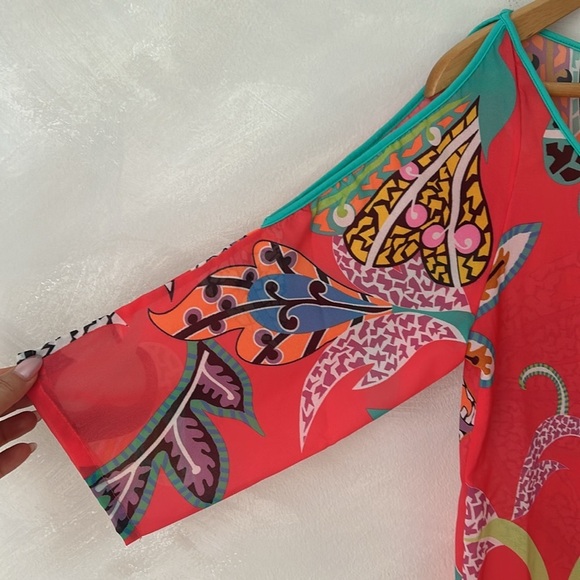 Simone Pérèle swim cover up caftan tropical resort cold shoulder robe vacation - Picture 2 of 6